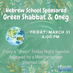 Banner Image for Green Shabbat & Oneg (feat. Hebrew School Students)